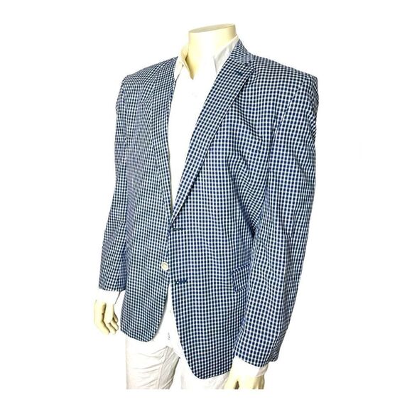 Lauren by Ralph Lauren Navy and White Gingham Blazer Like New Condition Size 46R - Picture 5 of 6